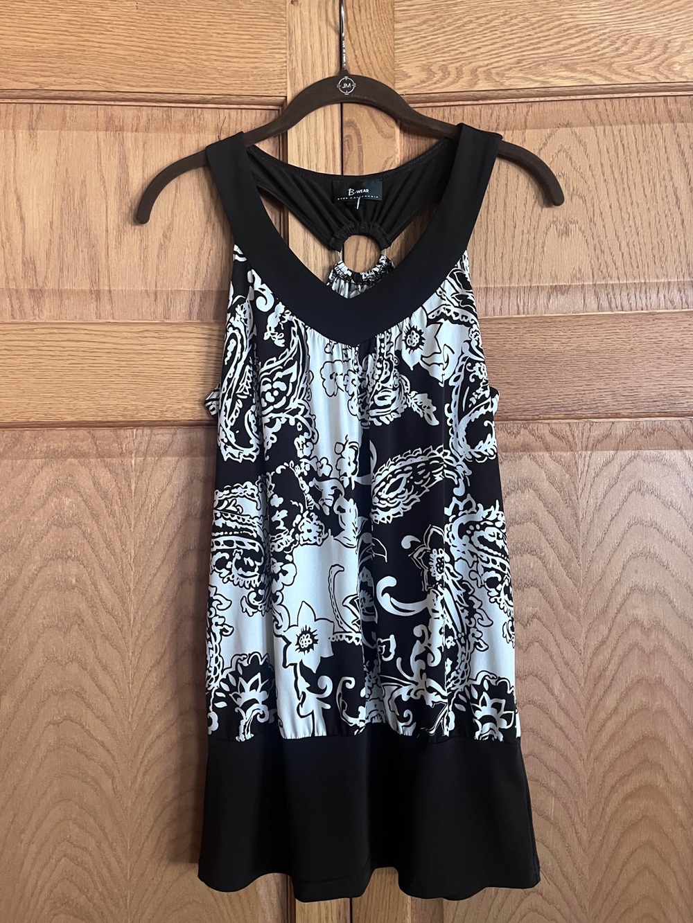 Bwear Black and White Paisley Ring-Back Tank Top